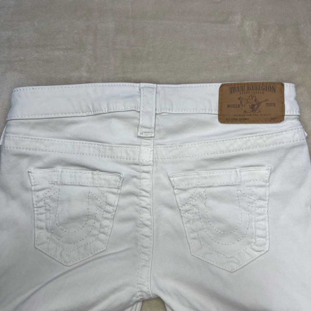 True Religion White Cargo Skinny Jeans Women Size 26 Stretch Zip Ankle